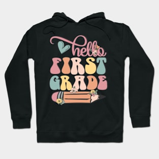 Hello 1st Grade Pencil Back to School Teacher Student Gift Hoodie